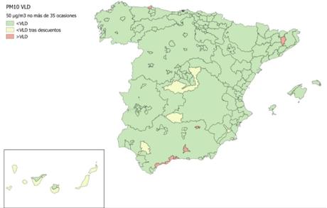Calidad del Aire en España 2017. Evaluación de cumplimiento de Valor Límite Diario de PM10