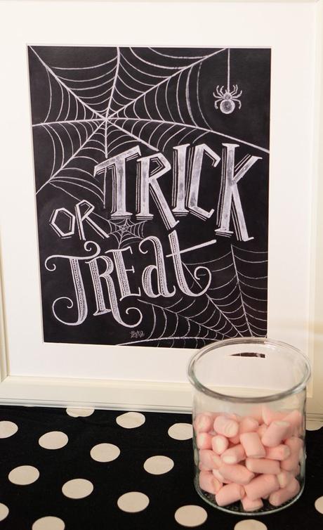 trick or treat poster and sweets
