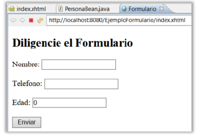 Formulario ManagedBean con JSF