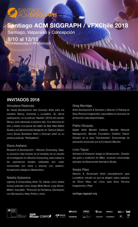 Grandes exponentes de la industria de la Animación y los Efectos Visuales llegan a Santiago ACM SIGGRAPH / VFXChile 2018.