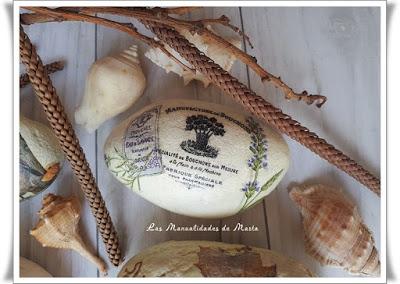 PIEDRAS CON DECOUPAGE Y TRANSFER