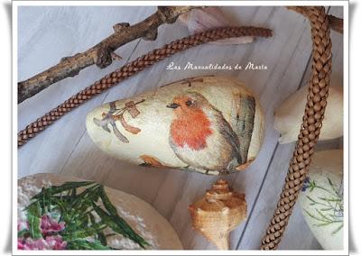 PIEDRAS CON DECOUPAGE Y TRANSFER