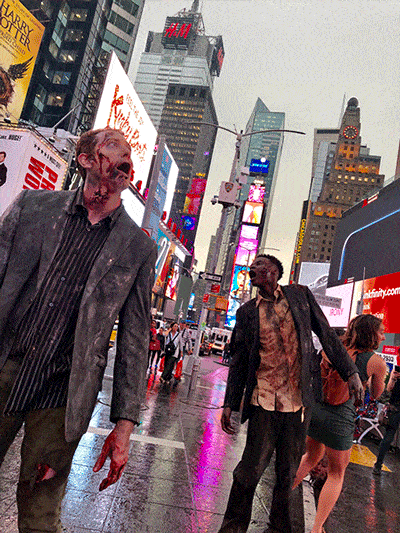 Los zombies toman las calles de Nueva York por el estreno de la 9º temporada de The Walking Dead