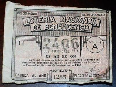 Billete de La Lotería Nacional de Beneficencia de 1943