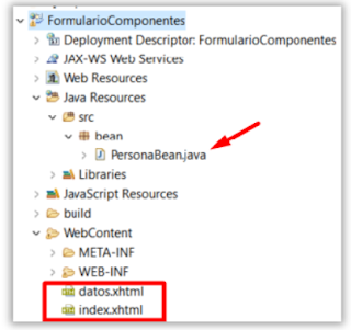 Ejemplo Formulario de componentes con JSF