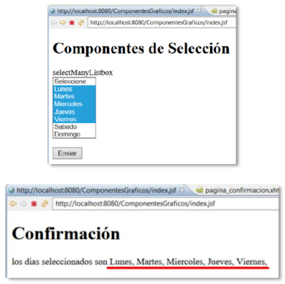 Como usar el h:SelectManyListBox en JSF