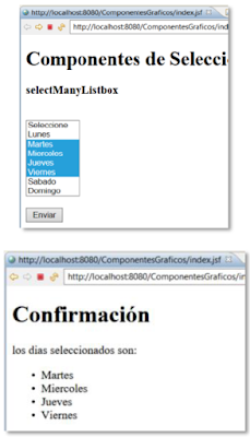 Como usar el h:SelectManyListBox en JSF