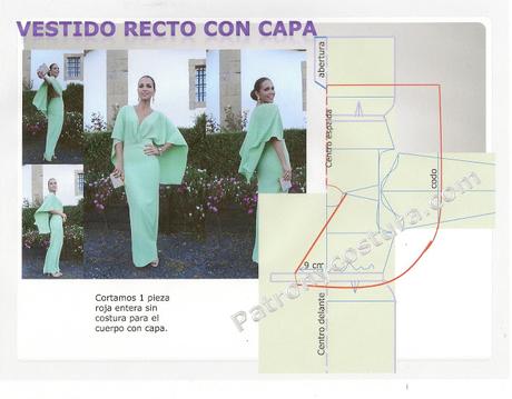 Diy vestido recto con capa. Tema 113 www.patronycostura.blogspot.com