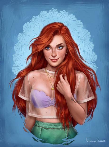 Los clásicos personajes de Disney dibujados en Versión moderna 2018