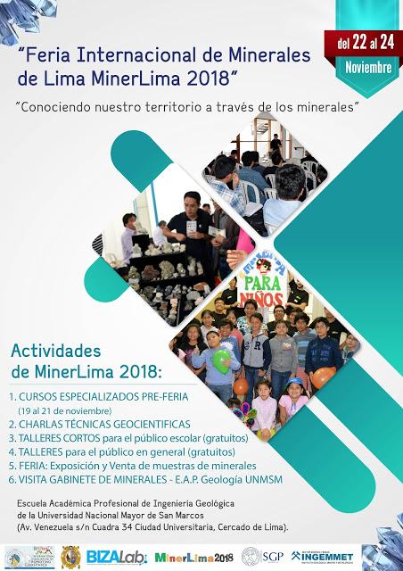 #MINERLIMA2018 Feria Internacional de Minerales de Lima del 22, 23 y 24 NOV. en Universidad Nacional Mayor de San Marcos FIGMMG #MINERLIMA2018 Feria Internacional de Minerales de Lima del 22, 23 y 24 NOV. en Universidad Nacional Mayor de San Marcos FIGMMG