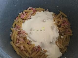 Macarrones carbonara olla