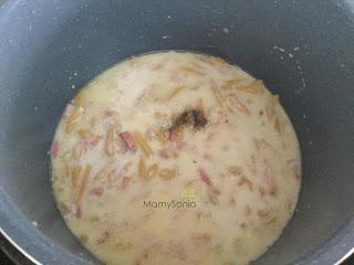 Macarrones carbonara olla