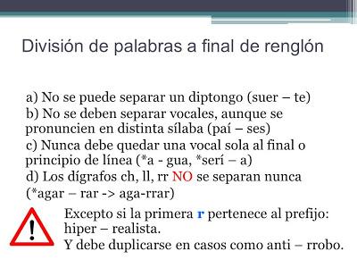 División de palabras al final de renglón