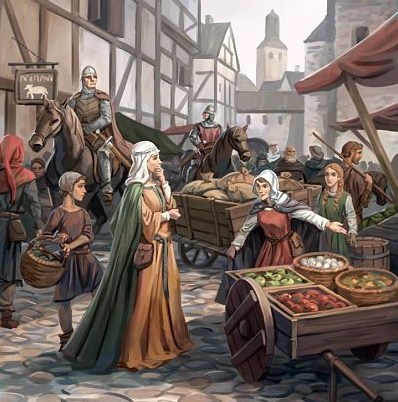 Resultado de imagen de dibujos de mercados medievales
