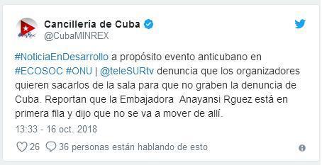 Cuba alza su voz indignada ante teatro imperial