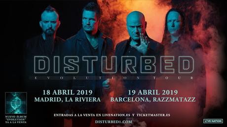 Conciertos de Disturbed en La Riviera y Razzmatazz en abril de 2019 presentando nuevo álbum