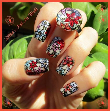 Manicura de flores holográficas para mi Santo (con anillo a juego)