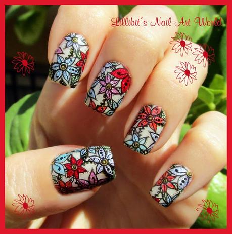 Manicura de flores holográficas para mi Santo (con anillo a juego)