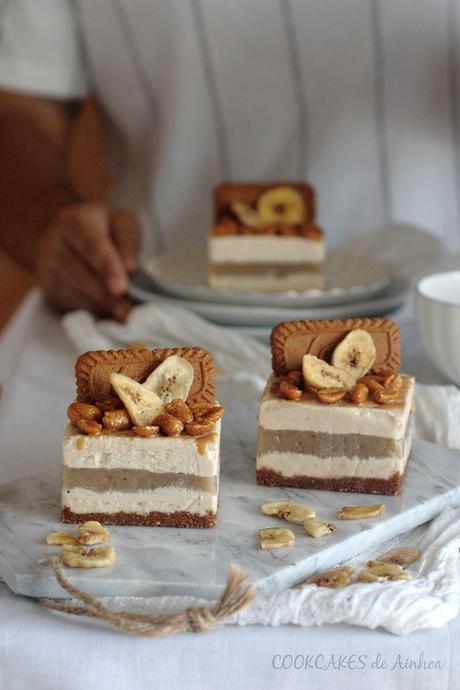 Mini tartas de mousse de cacahuete y plátano. Sin horno. Cookcakes de Ainhoa