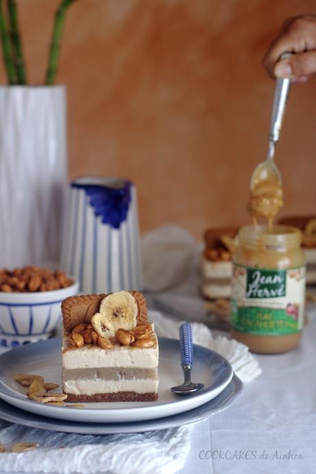 Mini tartas de mousse de cacahuete y plátano. Sin horno. Cookcakes de Ainhoa