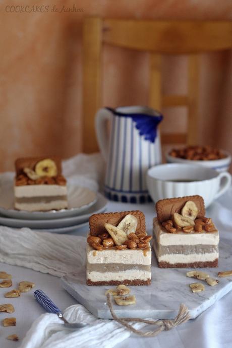 Mini tartas de mousse de cacahuete y plátano. Sin horno. Cookcakes de Ainhoa