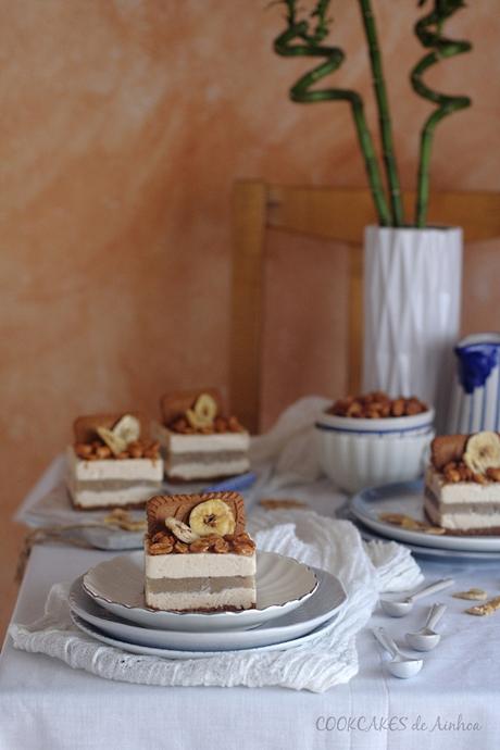 Mini tartas de mousse de cacahuete y plátano. Sin horno. Cookcakes de Ainhoa