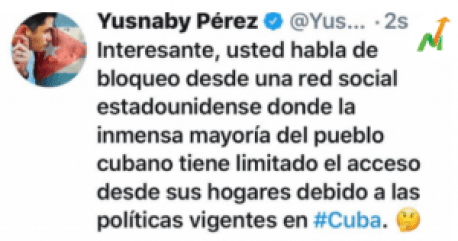 Miguel Díaz-Canel le responde en Twitter a Yusnaby Pérez