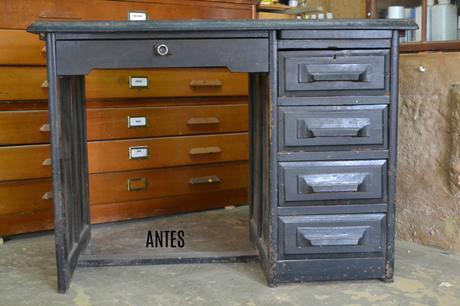 ANTES Y DESPUÉS DE UN ESCRITORIO AMERICANO - ACABADO DECAPE Y EL ESTILO COTTAGE