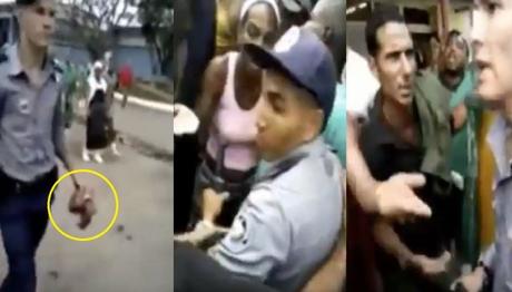 Policias cubanos decomisan un trozo de carne y el pueblo arremete en su contra (VIDEO)
