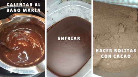 Trufas caseras con chocolate y aceite de coco o Trufas caseras chocolate aceite coco