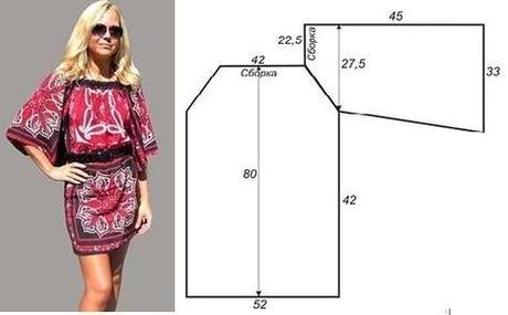 Vestido sencillo mangas acampanadas con patrones