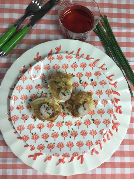 Huevos Rellenos De Atún Y Gambas Gratinados