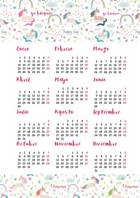 calendarios-2018-gratis-imprimir-unicornios