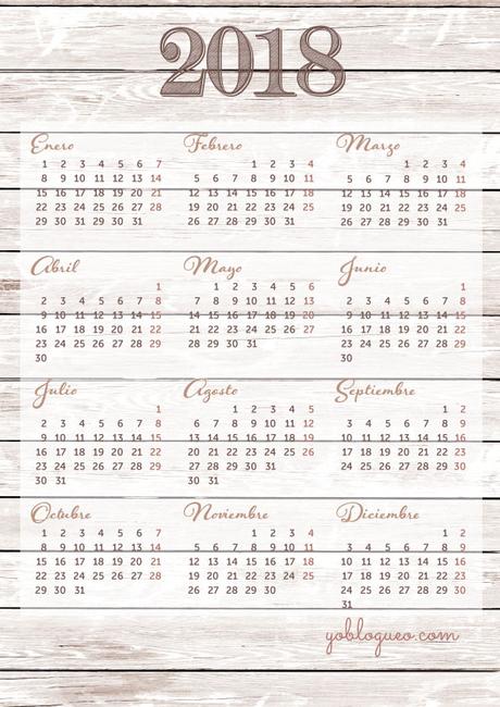 calendario elegante 2018 gratis pdf para colgar