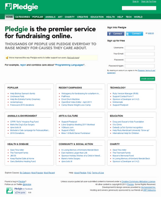 Pledgie - Plataforma para crear campañas de donativos