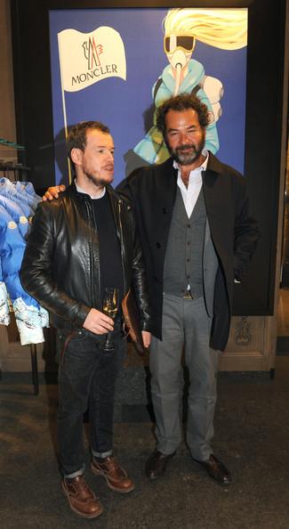 Designer Jordi Labanda  and Romeo Ruffini President of Moncler pose at Moncler Illustrated during Milan Design Week 2011 on April 14, 2011 in Milan, Italy.