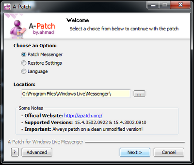 A-patch para Windows Live Messenger 2011