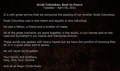 Fallece Scott Columbus...