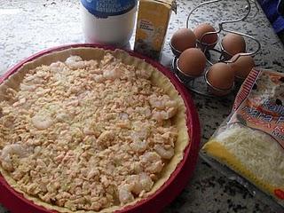 QUICHE DE GAMBAS Y SALMÓN