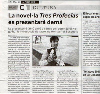 .:La crónica y prensa presentación Valls 16 de Abril Tres profecías:.