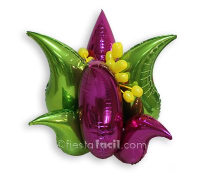 Una flor con globos curva