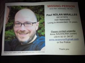 Buscamos a Paul Nolan Miralles. Desaparecido en Amsterdam.