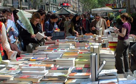 Librsos Sant Jordi Barcelona. Las Ramblas