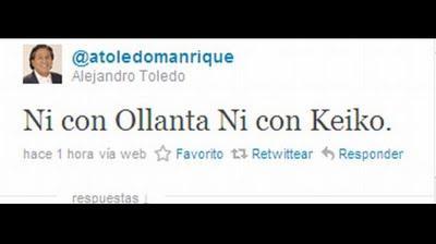TOLEDO NO APOYA A NADIE, PERO TÉCNICOS DE SU PARTIDO SE VAN CON OLLANTA... TOLEDO NO APOYA A NADIE, PERO TÉCNICOS DE SU PARTIDO SE VAN CON OLLANTA...