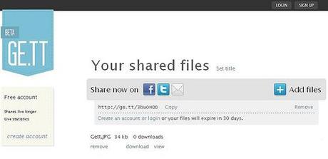 Ge.tt comparte archivos en Redes Sociales sin pasar por la nube
