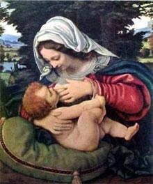 La lactancia materna en el arte | Virgen con el cojin verde