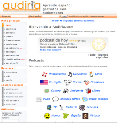 Audiria: aprende español con audios gratuitos