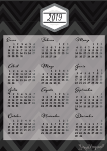 calendario 2019 tamaño folio negro