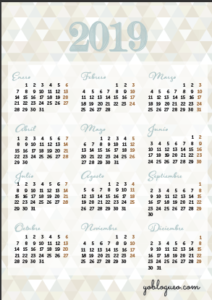 calendario 2019 tamaño folio gratis color crema