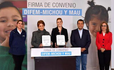 CELEBRAN DIFEM Y MICHOU Y MAU CONVENIO PARA ATENDER A NIÑOS Y ADOLESCENTES CON QUEMADURAS GRAVES